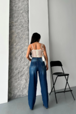 Baggy süper taş bıyık yı koyu mavi jeans pantolon - Görsel 2