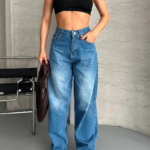 Baggy süper taş bıyık yı mavi jeans pantolon