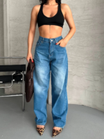 Baggy süper taş bıyık yı mavi jeans pantolon