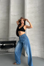 Baggy süper taş bıyık yı mavi jeans pantolon - Görsel 3