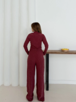 Balıkçı yaka örme takım bordo - Görsel 2