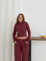 Balıkçı yaka örme takım bordo - Görsel 5