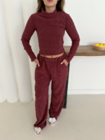 Balıkçı yaka örme takım bordo - Görsel 7