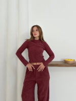 Balıkçı yaka örme takım bordo - Görsel 6