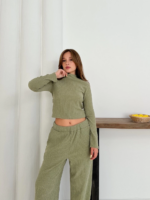 Balıkçı yaka örme takım mint - Görsel 2