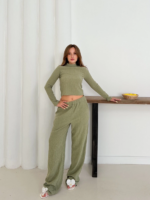 Balıkçı yaka örme takım mint - Görsel 6