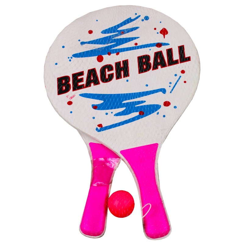 beach-ball-raket-3394-43626.jpg Ahşap Beach Ball Plaj Raket Takımı - Top Hediyeli - Görsel 1