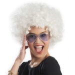 Beyaz Kıvırcık Afro Bonus Peruk - 120 Gr
