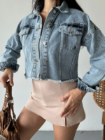 Çift kapaklı püsküllü crop buz mavi - Görsel 2