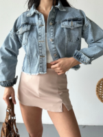 Çift kapaklı püsküllü crop buz mavi - Görsel 5