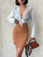 Çift yırtmaçlı etek camel s25910 - Görsel 6