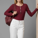 Çıtçıt Detaylı Bluz Bordo