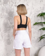 Çizgili düğmeli şort beyaz s2551251 - Görsel 3