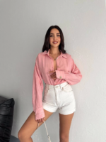Çizgili oversize gömlek - Görsel 4