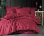 Hemera V2 Bordo Exclusive Jakarlı Saten Nevresim