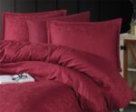 Hemera V2 Bordo Exclusive Jakarlı Saten Nevresim - Görsel 2