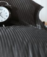 Elegante Stripe Siyah Çift Kişilik Saten Nevresim - Görsel 2