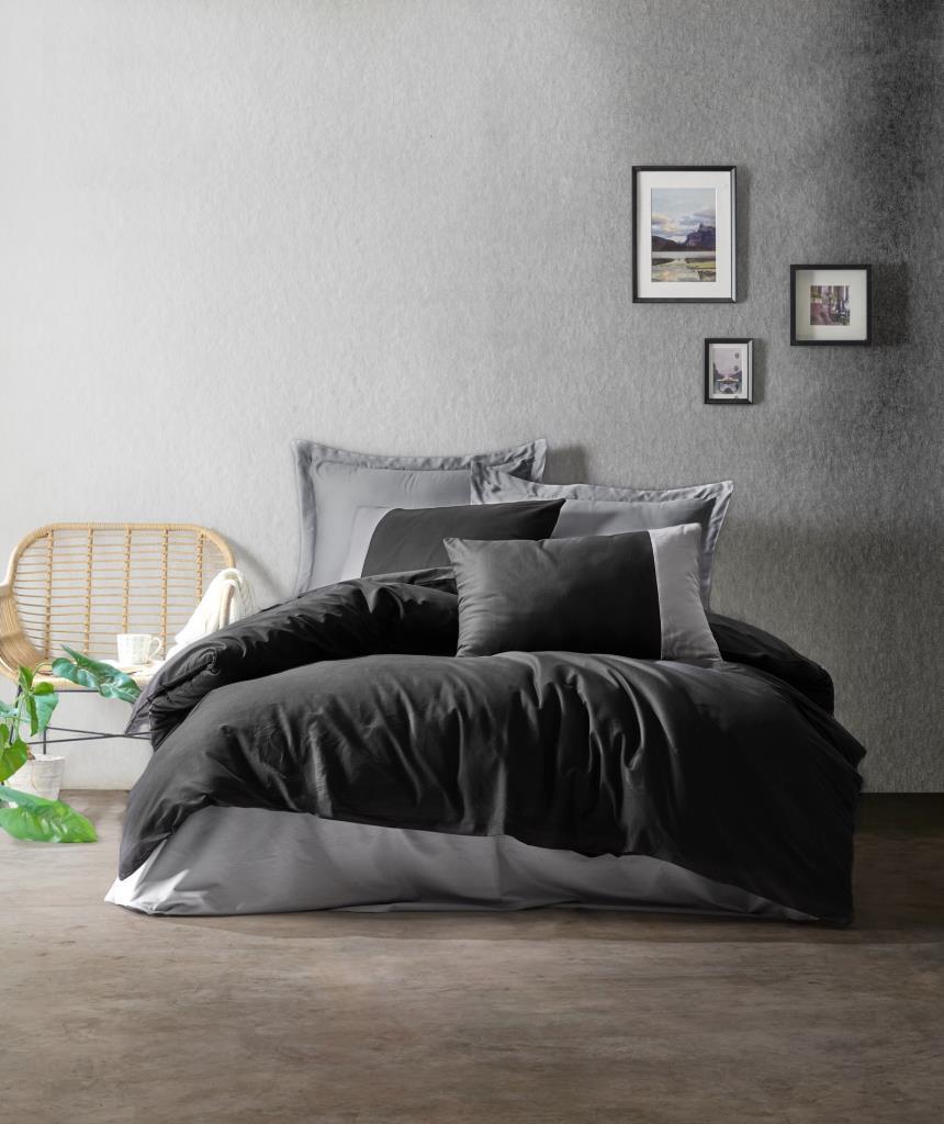 cotton-box-plain-cift-kisilik-nevresim-takimi-siyah-gri-5886.jpg Siyah Gri Modern Çift Kişilik Nevresim Takımı - Görsel 1
