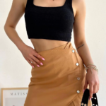 Dört çıtçıtlı Gabardin şort etek