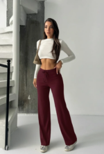Fit comfort bej salaş pantolon bordo - Görsel 3