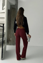 Fit comfort bej salaş pantolon bordo - Görsel 2