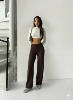 Fit comfort bej salaş pantolon kahve