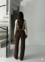 Fit comfort bej salaş pantolon kahve - Görsel 2