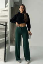 Fit comfort bej salaş pantolon petrol yeşili - Görsel 2