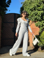 Fitilli prenses kol alt üst takım gri - Görsel 3
