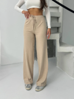 Fitilli şardonlu pantolon bej - Görsel 6