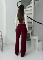 Fitilli şardonlu pantolon bordo - Görsel 2