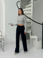 Fitilli şardonlu pantolon siyah - Görsel 4