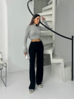 Fitilli şardonlu pantolon siyah - Görsel 5
