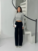 Fitilli şardonlu pantolon siyah - Görsel 6