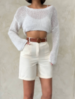 Gabardin kumaş şort - Görsel 6