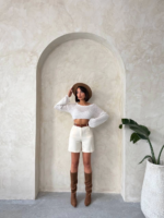 Gabardin kumaş şort - Görsel 4