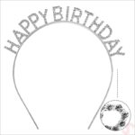 Kristal Taşlı Gümüş Happy Birthday Doğum Günü Tacı - Görsel 5