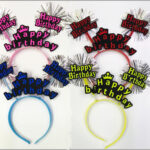 12 Adet Karışık Neon Renkli Happy Birthday Parti Tacı