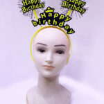 Püsküllü Neon Sarı Happy Birthday Doğum Günü Tacı
