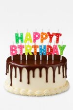 Gökkuşağı Renkli Happy Birthday Pasta Mumu