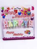 Gökkuşağı Renkli Happy Birthday Pasta Mumu - Görsel 3