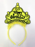 12 Adet Neon Renkli Happy Birthday Yazılı Parti Tacı - Görsel 3
