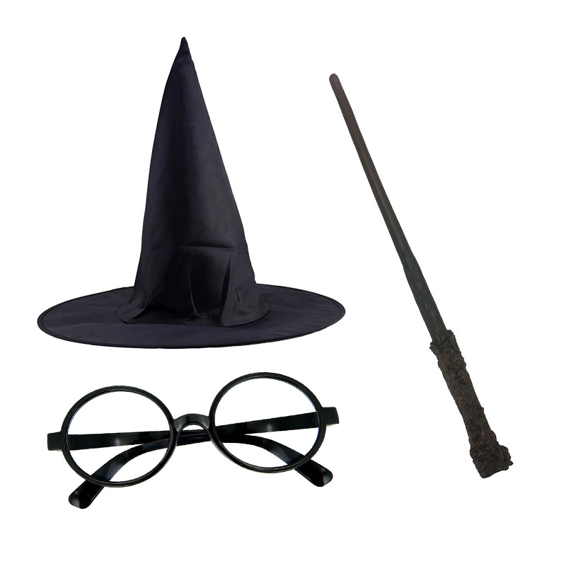 harry-potter-sapkasi-harry-potter-gozlugu-harry-potter-asasi-3-lu-set-resim-3445.jpg Harry Potter 3'lü Kostüm Seti - Şapka, Gözlük ve Asa - Görsel 1
