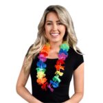 Hawaii Çiçekli Boyun Kolyesi - Renkli Parti Leisi - Görsel 5