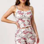 Hello Kitty Baskılı Askılı Şortlu Pijama