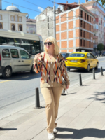 Hırka pantolon alt üst triko takım vizon - Görsel 2