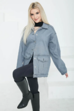 Kadın Oversize Körüklü Cep Kot