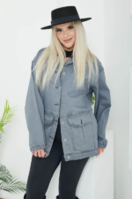 Kadın Oversize Körüklü Cep Kot - Görsel 5