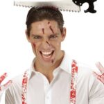 Kafaya Saplanmış Kanlı Testere Şaka Tacı - Halloween