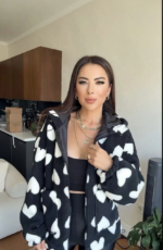 Kalpli peluş ceket içi astarlı siyahbeyaz - Görsel 3